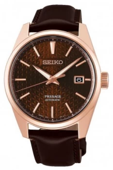 Seiko Presage Rose Automatic Pvd Brown Leather Watch