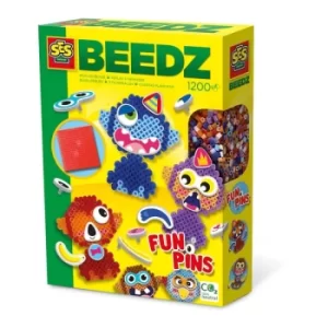 SES CREATIVE Beedz Childrens Iron-on Beads FunPins Mosaic Kit, 1200 Iron-on Beads, Unisex, Five Years and Above,...