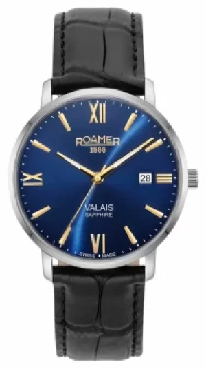 Roamer Valais Gents Blue Dial With Yellow Gold Batons Black Watch