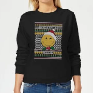 Smiley World Have A Smiley Holiday Womens Christmas Sweatshirt - Black - S