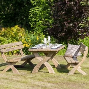 Zest4Leisure Harriet Wooden Garden Dining Table and Bench Set