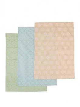 Premier Housewares Frosted Deco Tea Towels ; Set Of 3