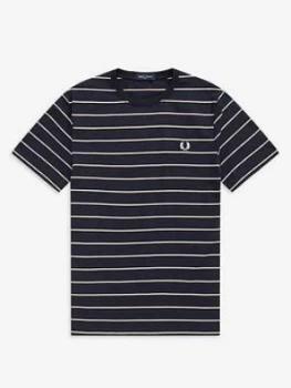 Fred Perry Fine Stripe T-Shirt, Navy, Size S, Men