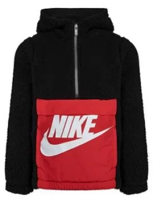 Boys, Nike Amplify Sherpa Half-zip, Black/Red, Size 5-6 Years