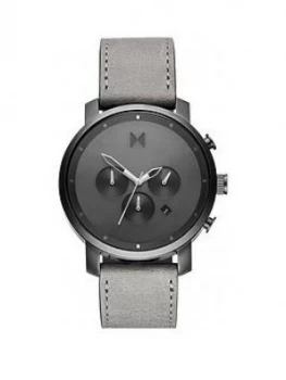 MVMT Grey Chronograph Dial Grey leather Strap Mens Watch, One Colour, Men