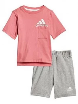 Adidas Unisex Infant I Badge Of Sport Summer Set - Pink/Grey