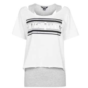 Golddigga Double Layer T Shirt Ladies - White/Grey M