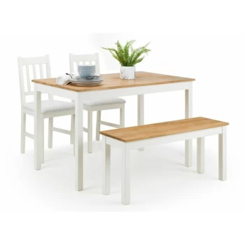 Dining Set - Coxmoor White & Oak Dining Table, Bench & 2 Chairs - Julian Bowen