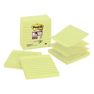 Post-It 3M Super Sticky 101 x 101mm Z-Notes Lined Yellow 5 x 90 Sheets