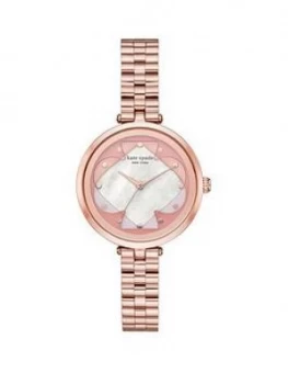 Kate Spade New York Kate Spade Holland Pink and White Spade Dial Rose Gold Stainless Steel Bracelet Ladies Watch, One Colour, Women