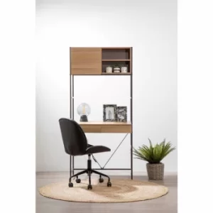 Interiors by PH Desk and Storage Cabinet with Dark Brown Frame, Brown