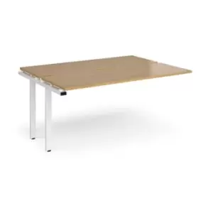 Bench Desk Add On Rectangular Desk 1600mm With Sliding Tops Oak Tops With White Frames 1200mm Depth Adapt