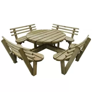 Forest Garden Forest Circular Picnic Table with Backs Wood
