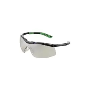 5 x 6 Clear Lens Gun Metal/Green Frame Safety Glasses