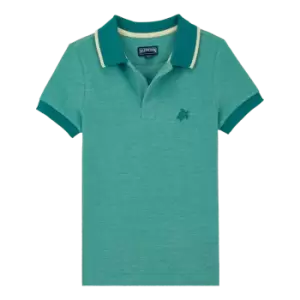 Cotton Pique Boys Polo Shirt Solid - Pantin - Green - Size 6 - Vilebrequin