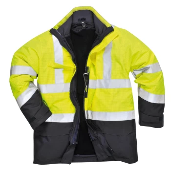 Biz Flame Hi Vis Flame Resistant Rain Multi Protection Jacket Yellow / Navy 4XL