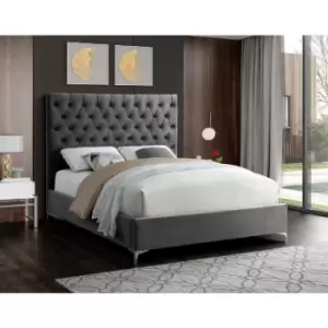 Charlston Upholstered Beds - Plush Velvet, Double Size Frame, Steel - Steel