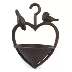 Iron Bird Bath & Feeder Love Heart M&W - Bronze