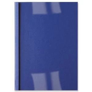 Original GBC A4 Thermal Binding Covers 3mm Front PVC Clear Back Leathergrain Royal Blue 1 x Pack of 100 Binding Covers