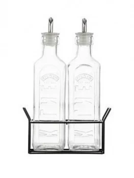 Kilner Set Of Two 0.6-Litre Oil Bottles With Metal Rack