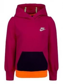 Nike Younger Girls Colorblock Overhead Hoodie - Purple, Purple, Size 4-5 Years, Women