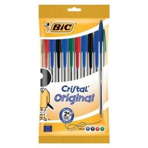 BIC Cristal Medium Ballpoint Pen Assorted - Pack of 10 Pens