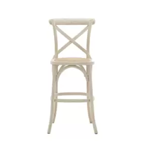Gallery Interiors Set of 2 Cafe Bar Stools in White & Rattan