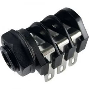 6.35mm audio jack Socket horizontal mount Number of pins 3 Stereo Black Cliff CL1200