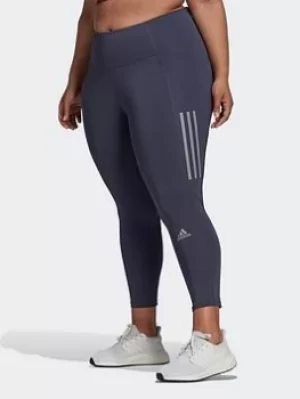adidas Own The Run 7/8 Running Leggings (plus Size), Blue, Size 2X, Women