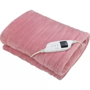 PureMate Luxury Fleece Electric Heated Throw With 9 Heat Settings - Pink