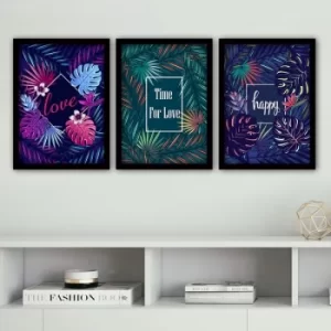 3SC127 Multicolor Decorative Framed Painting (3 Pieces)