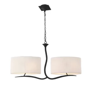 Eve Ceiling Pendant 2 Arm 4 Light E27, Anthracite with White Oval Shades