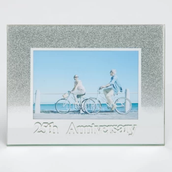 5" x 3.5" Silver Glitter Frame - 25th Anniversary