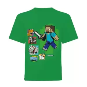 Minecraft Girls Steve And Friends T-Shirt (5-6 Years) (Green)