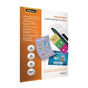 Fellowes Admire Stylish Matt A3 Laminating Pouches 160 Micron Pack of