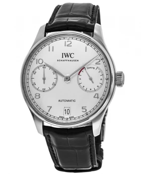 IWC Portugieser Automatic 7 Day Power Reserve Silver Dial Mens Watch IW500712 IW500712