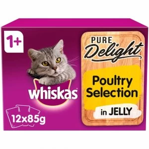 Whiskas 1+ Pure Delight Poultry Selection in Jelly Cat Food 12 x 85g