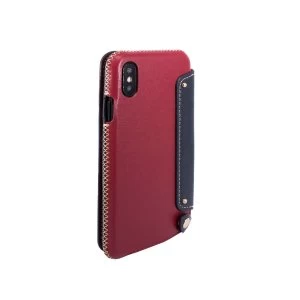 OBX Leather Folio Case with Card Slot for iPhone X 77-58620 - Raisin/Navy