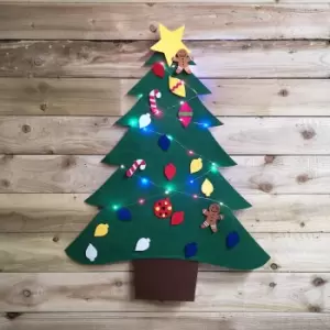 1.1m 21pcs DIY Felt Christmas Tree with Hook & Loop Decorations & 50 Multicoloured LEDs