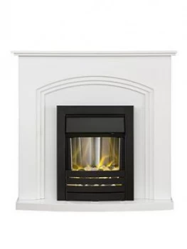 Adam Fires & Fireplaces Adam Truro Fire Suite In Pure White With Helios Electric Fire In Black