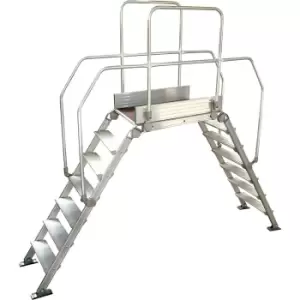 Aluminium ladder bridging, overall max. load 200 kg, 7 steps, platform 900 x 530 mm