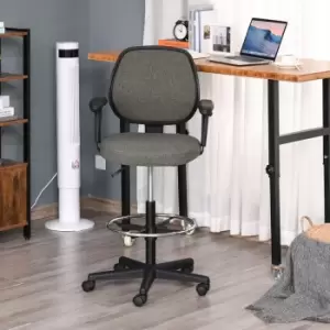 Ergonomic Tall Office Chair With Foot Ring And Arm Wheel Grey