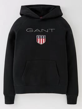 Gant Boys Shield Hoodie - Black, Size 7-8 Years