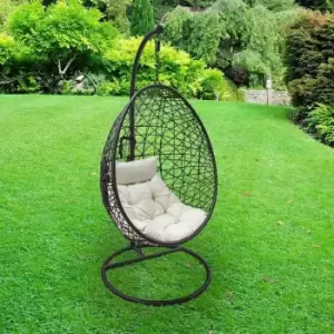 Ariana Single Hanging Rattan Egg Chair - Black