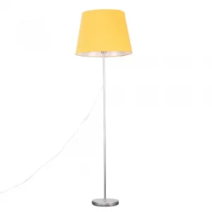 Charlie Brushed Chrome Floor Lamp with XL Mustard Aspen Shade