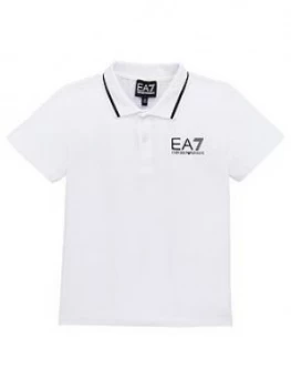 Emporio Armani EA7 Short Sleeve Jersey Polo Shirt White Size 10 Years Boys