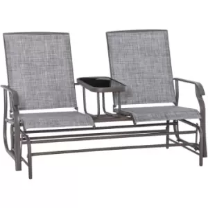 2 Seater Rocker Double Rocking Chair Lounger Outdoor Garden Furniture - Grey - Outsunny
