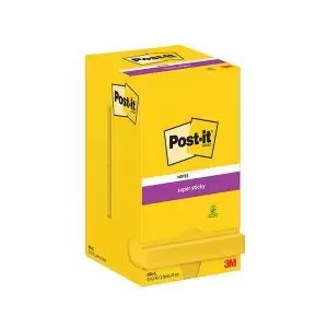 Post-it Super Sticky Notes 76x76mm 90 Sheets Ultra Yellow Pack of 12