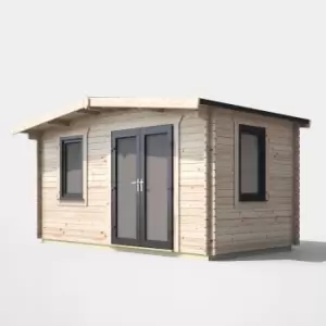 Power 8' x 14' Chalet Log Cabin - Right Side Double Door