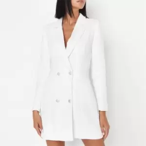 Missguided Boucle Double Breasted Blazer Dress - White